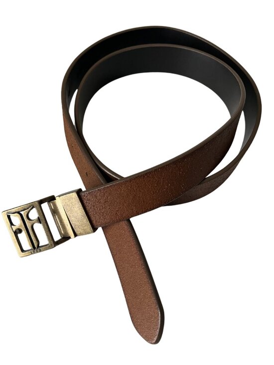 FRYE Women’s Sz Medium Genuine Leather Brown Reversible Belt With Logo Buckle main image 9